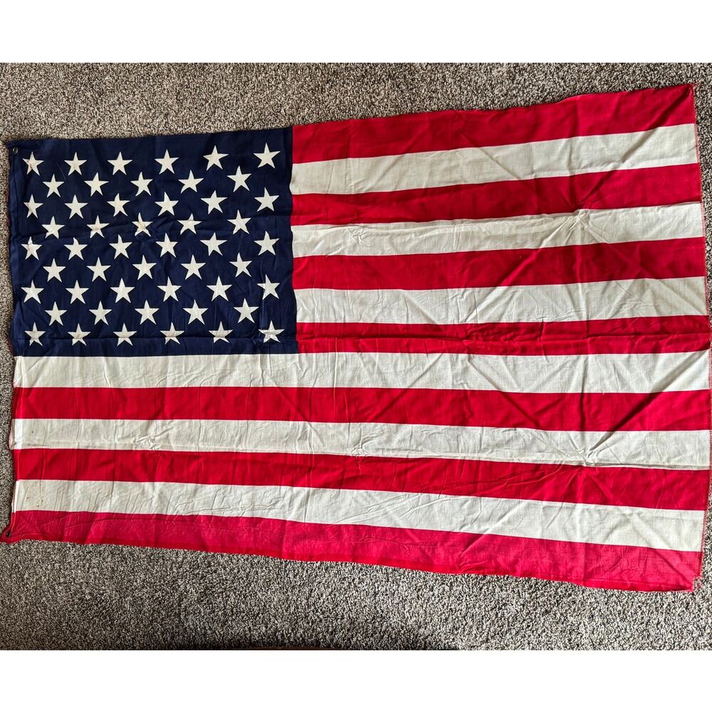 Vintage American Flag 57” x 35” Cotton Display Flag with Grommets